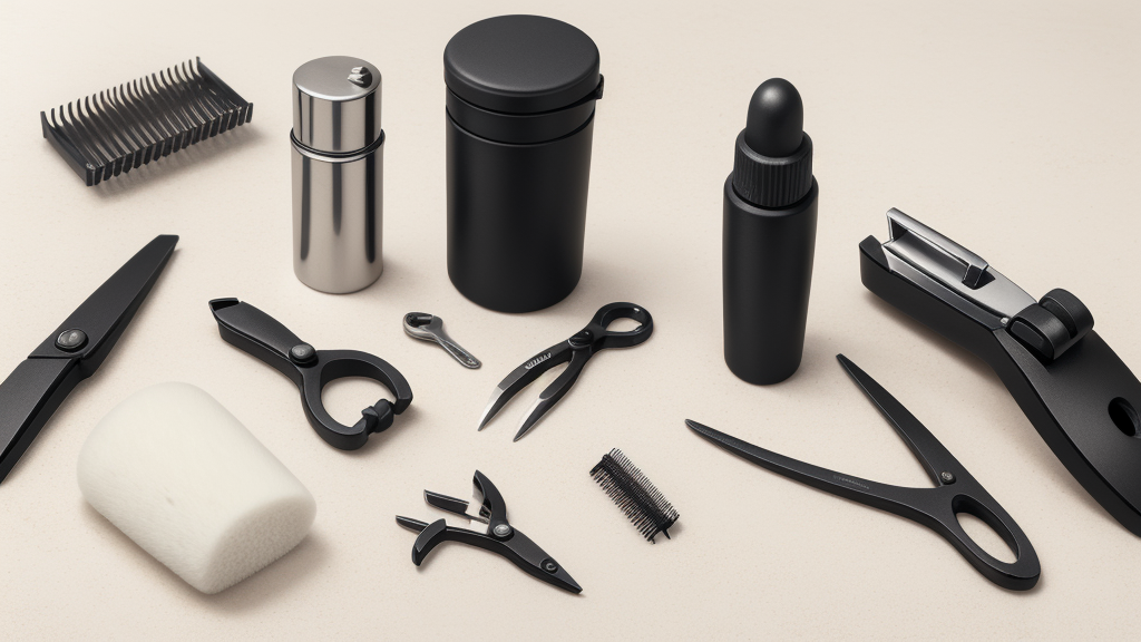 Dog nail clippers and styptic powder laid out on a clean surface