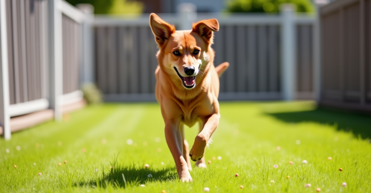 happy dog safely contained in a budget fenced backyard