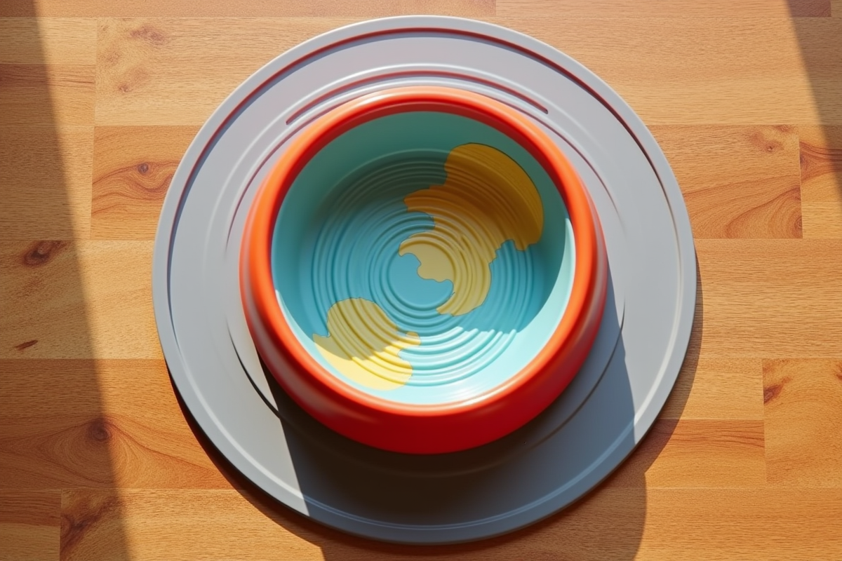 Slow feeder dog bowl with maze pattern on silicone mat