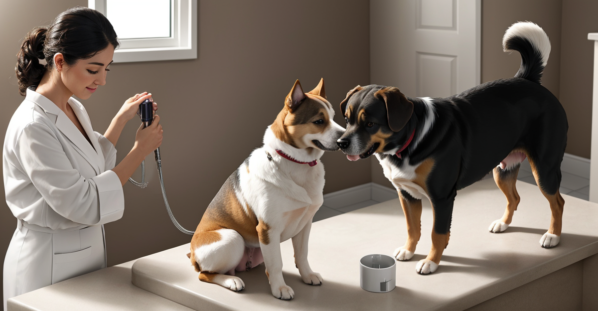 dog being brushed at home with slicker brush