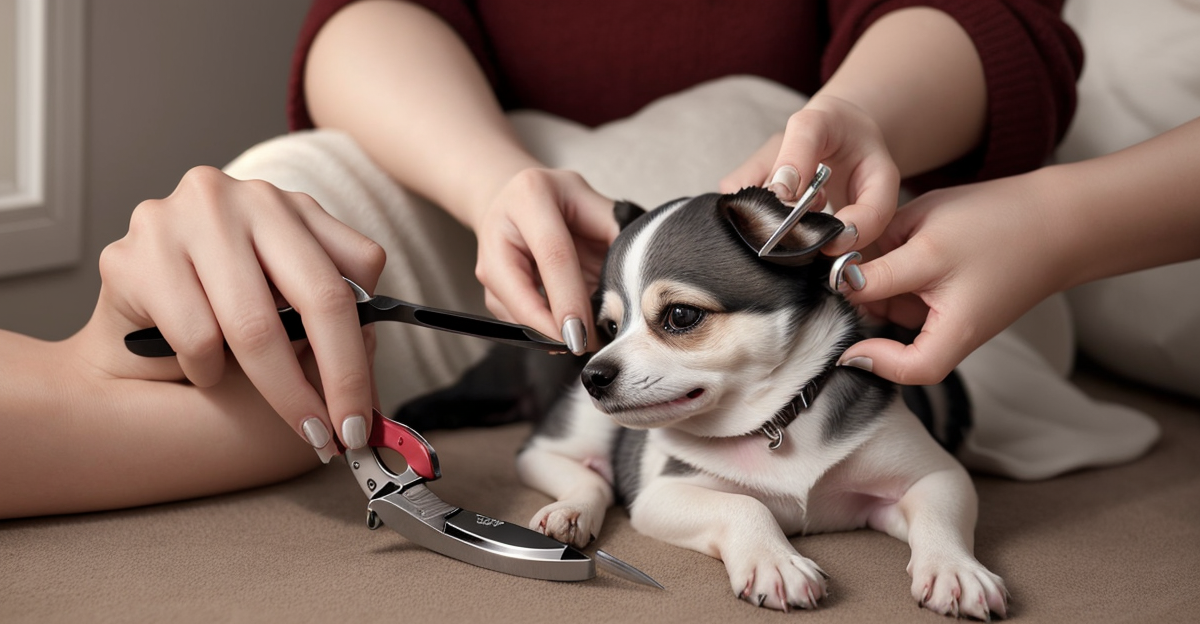 trimming dog nails with clippers at home