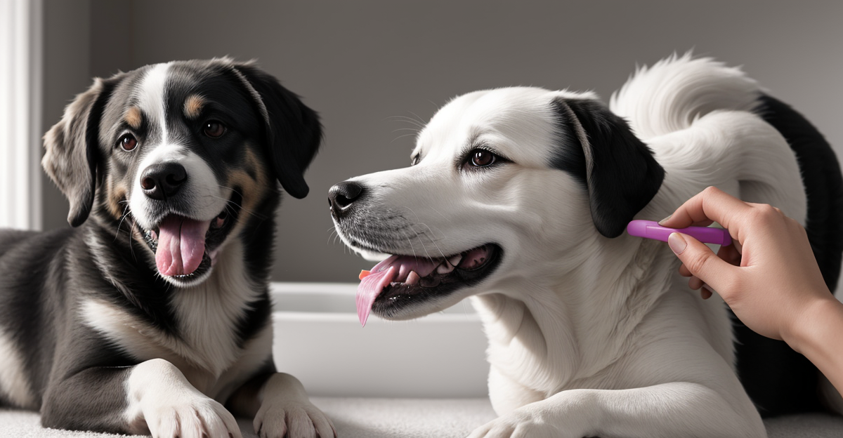 brushing dog teeth with finger brush