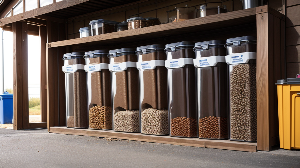 IRIS USA dog food container showing kibble level