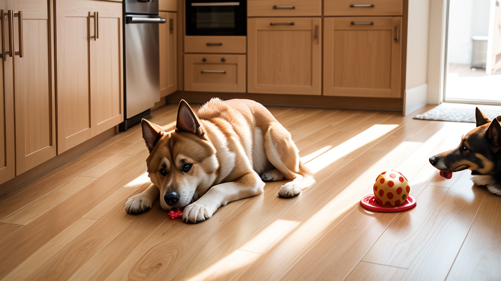 Dog enjoying frozen Kong treat