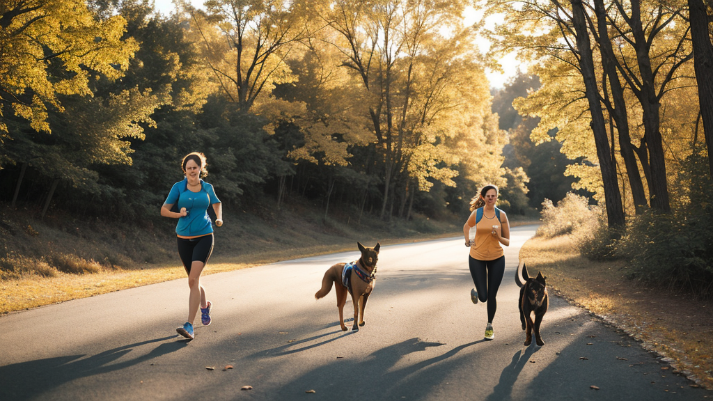 Running with dog on nature trail