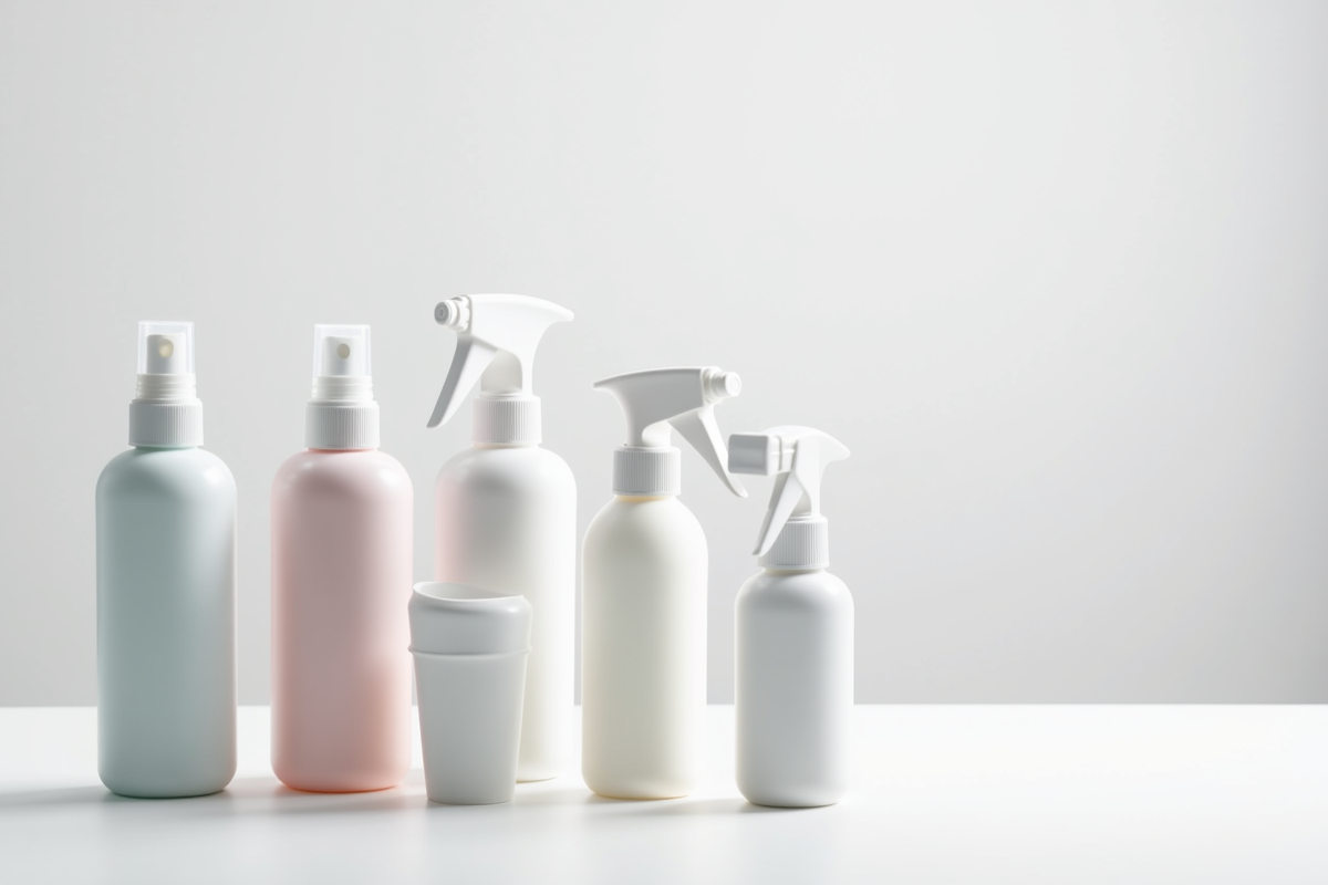 Dog ear cleaner bottles arranged on white counter