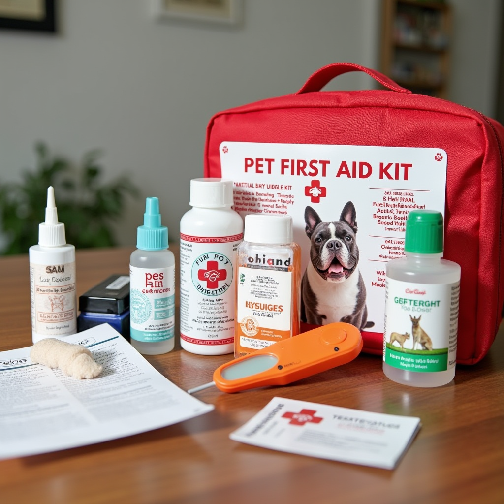 Well-stocked pet first aid kit with essential supplies