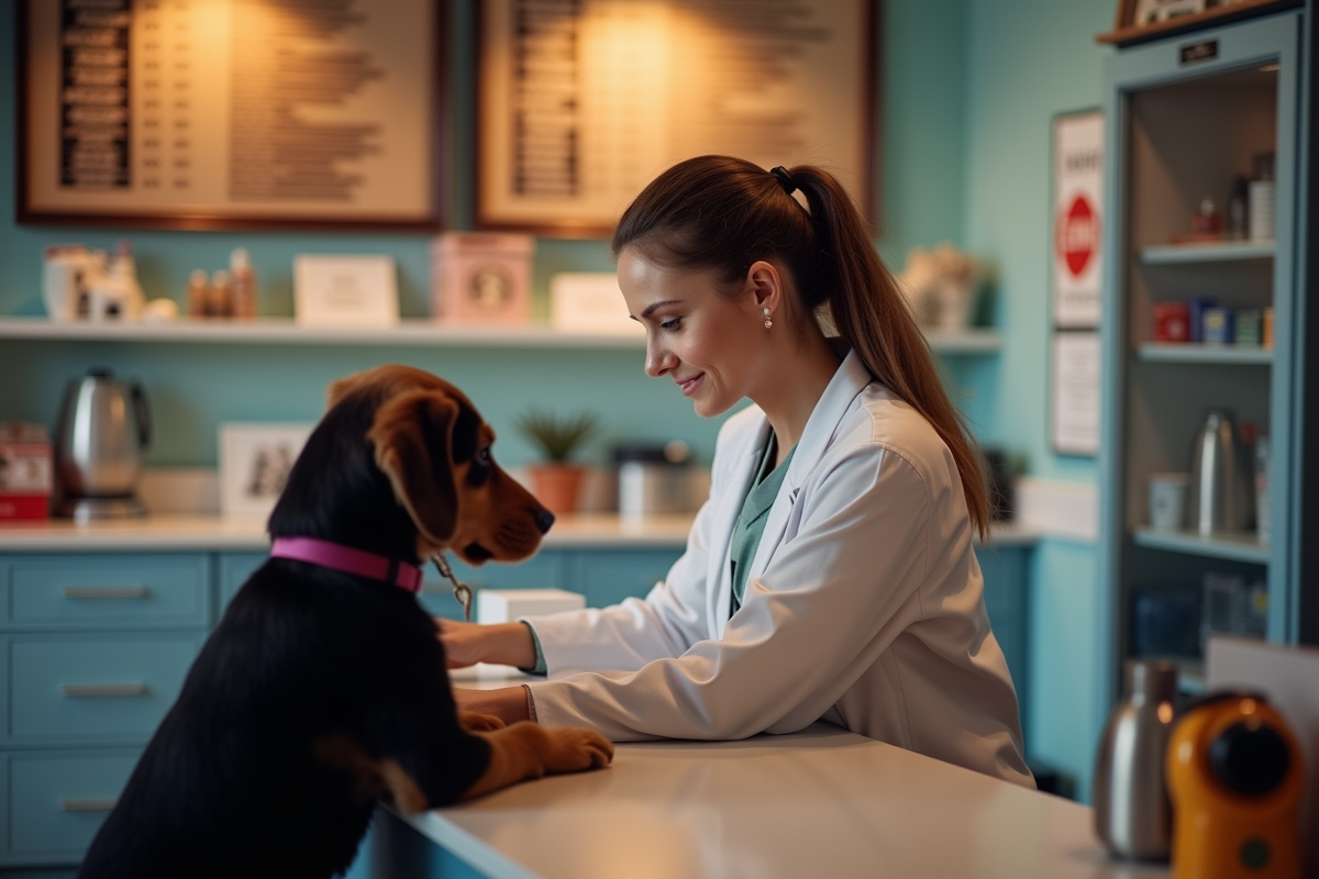 Pet owner comparing veterinary clinic price estimates on a notepad with calculator nearby