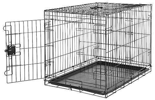 Amazon Basics Portable Metal Wire Dog Crate with Removable Tray, Single Door with Divider Panel, Foldable,