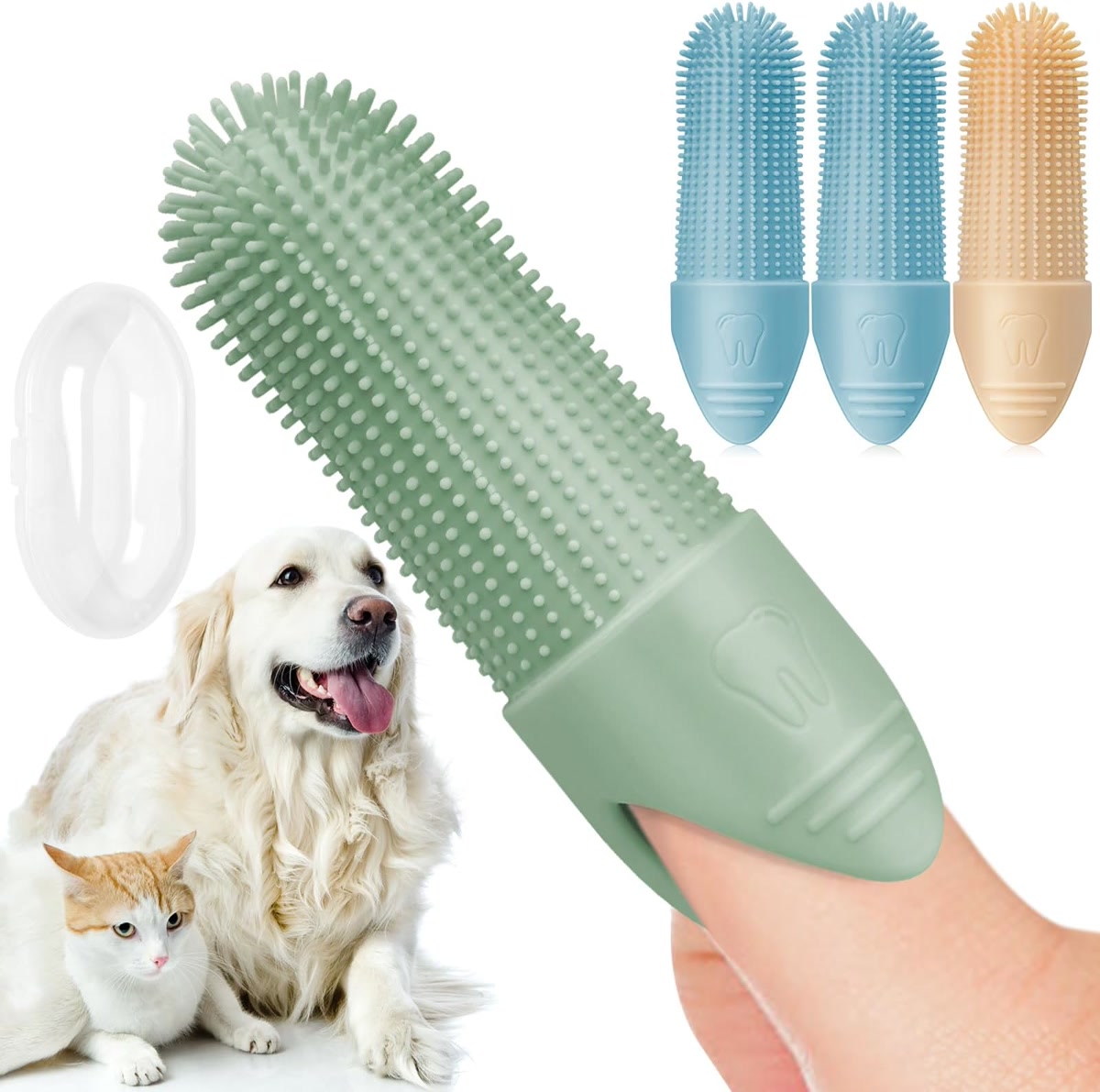 Cat finger toothbrush for pet dental care