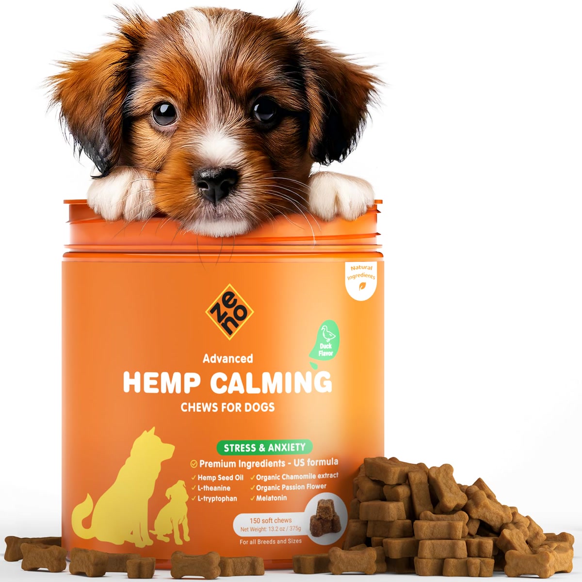Calming chews supplement product for dog anxiety relief