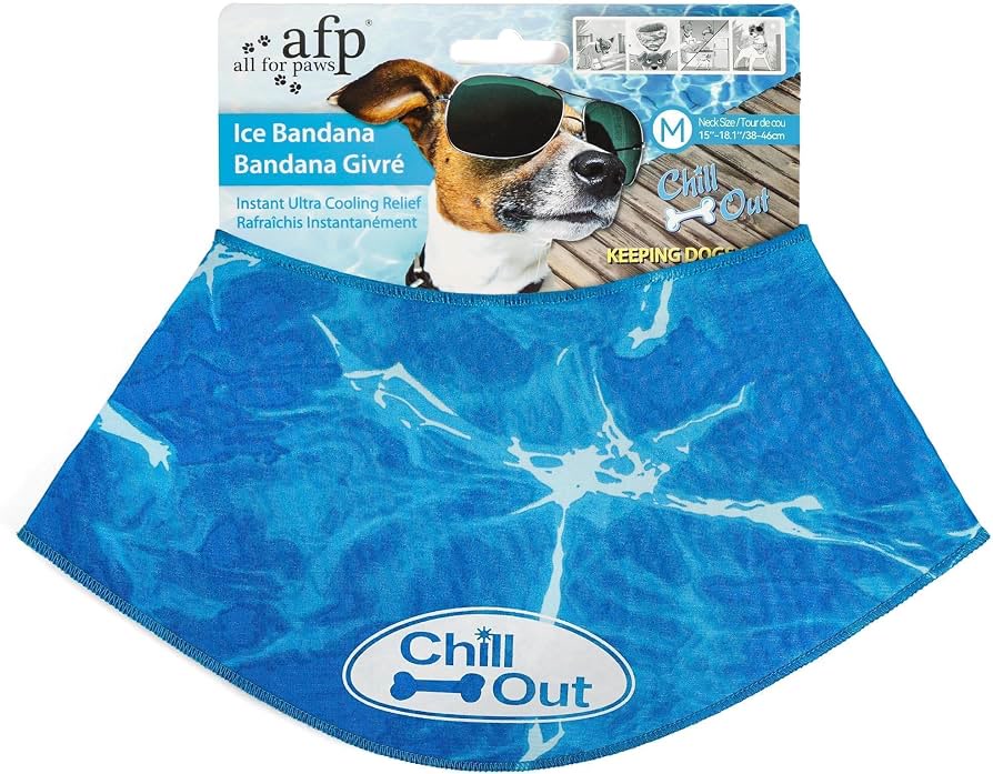Blue ice bandana cooling product for dogs in packaging by All For Paws