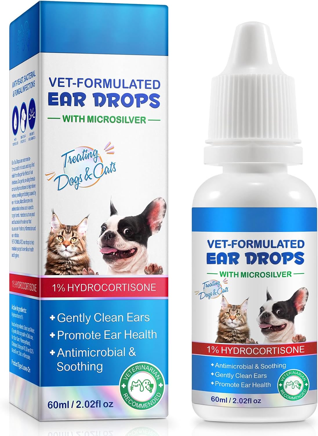 Dog ear infection treatment drops product with hydrocortisone