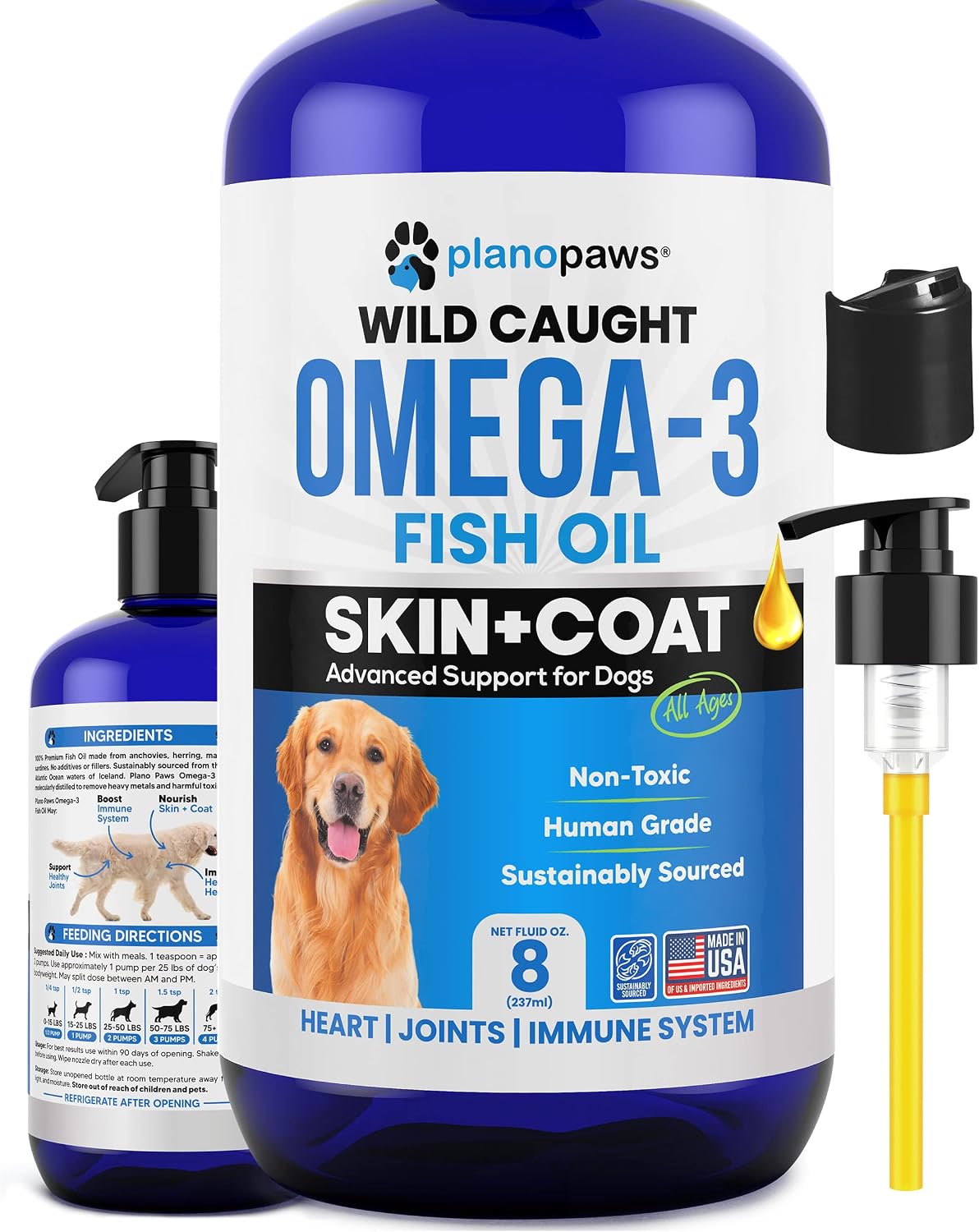 omega-3 fish oil supplement bottle for dogs