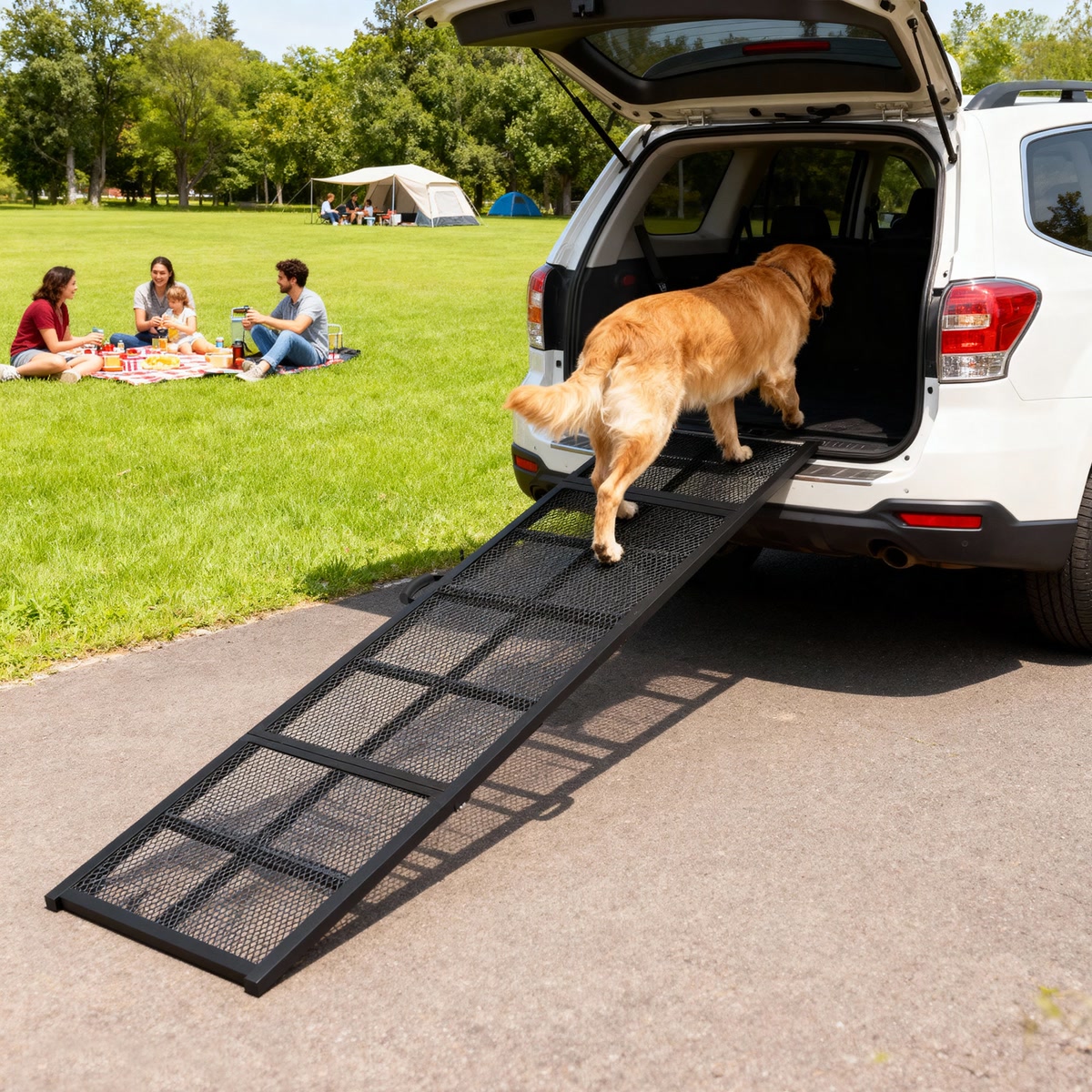 PawHut 75 Folding Dog Car Ramp with Anti-Slip Surfac…