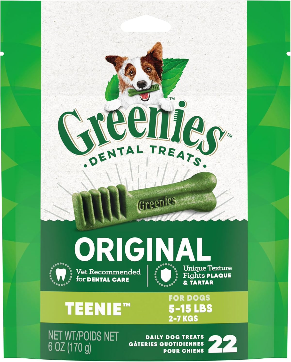 Greenies dental chews teenie size product bag for small dogs oral care