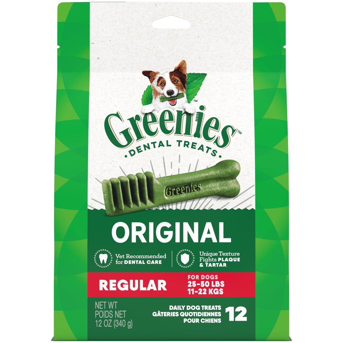 Dental chew treats product for dog teeth cleaning between brushes