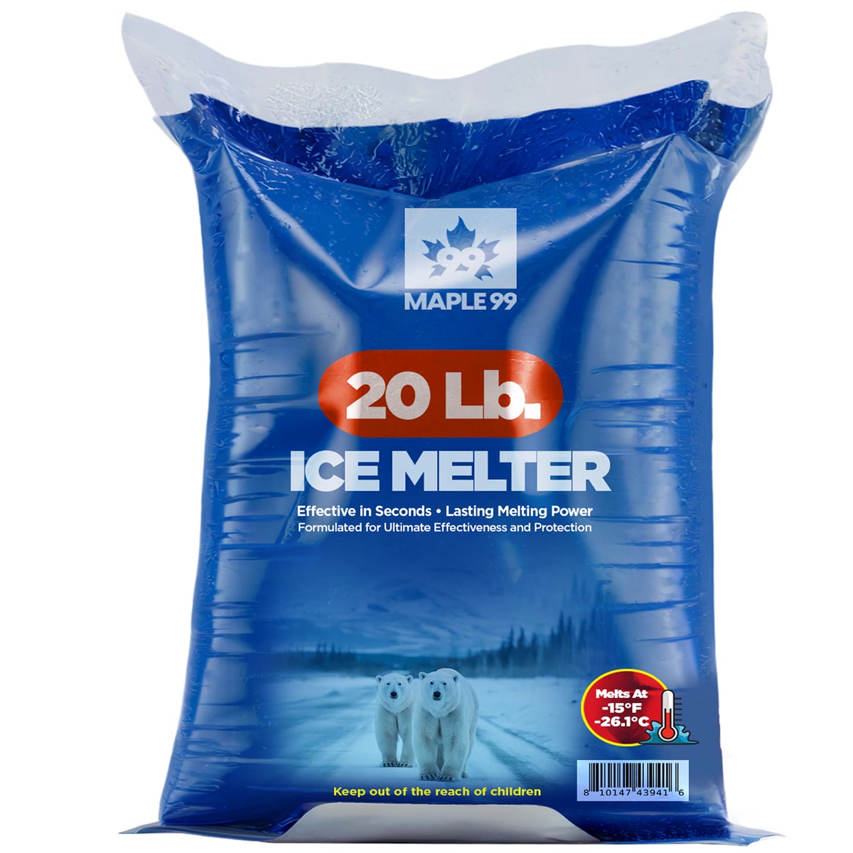 Ice melt salt bag product for sidewalks that can irritate dog paws