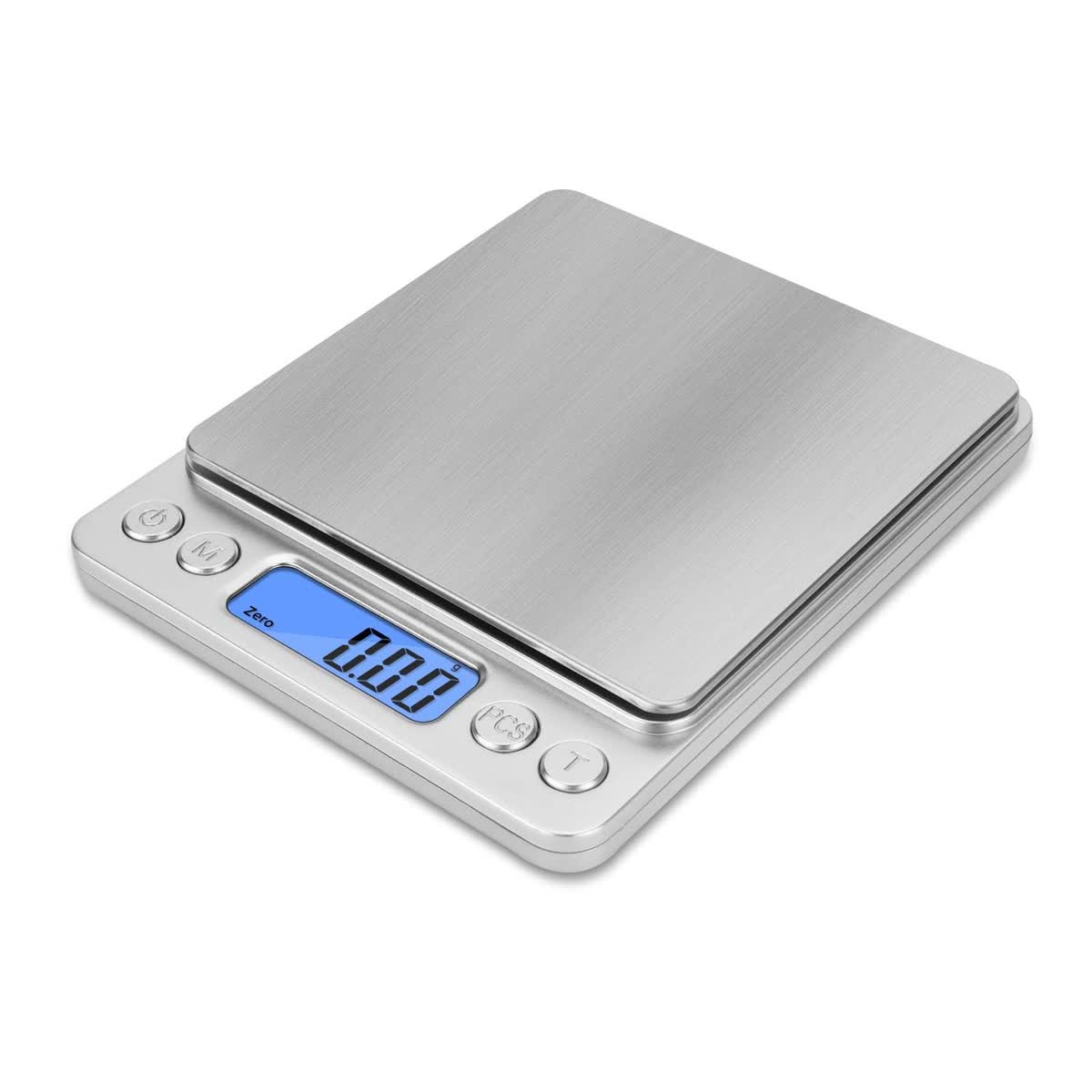 Digital kitchen scale with 500g capacity for precise cat food portion measurement
