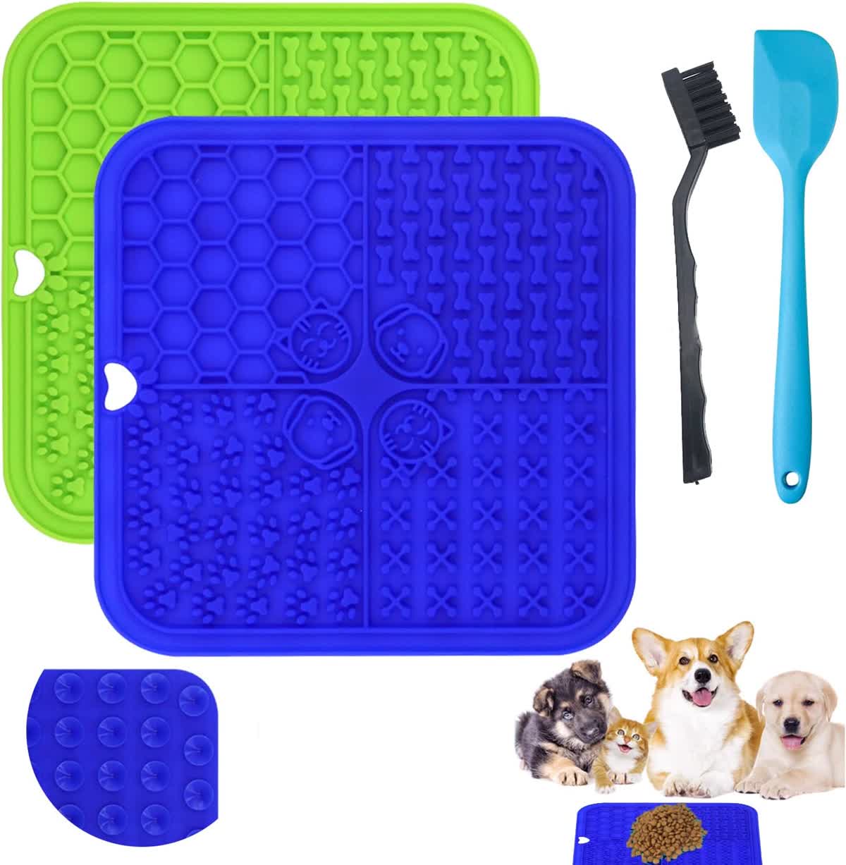 Silicone lick mat with suction cups for slow feeding cat enrichment and anxiety relief