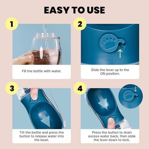 MalsiPree portable dog water bottle with built-in drinking bowl for travel