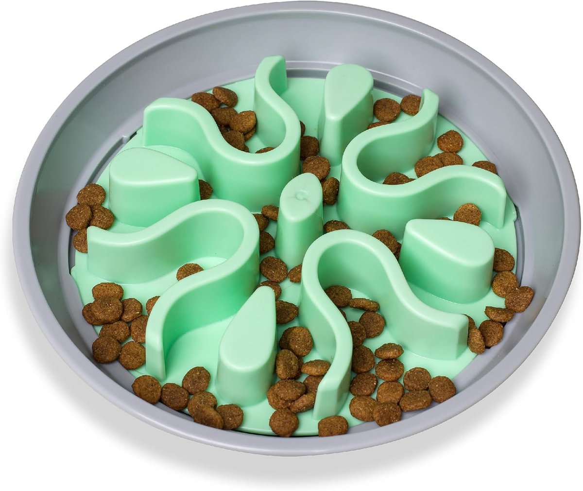 Outward Hound Fun Feeder Slo-Bowl with colorful ridge and valley maze pattern