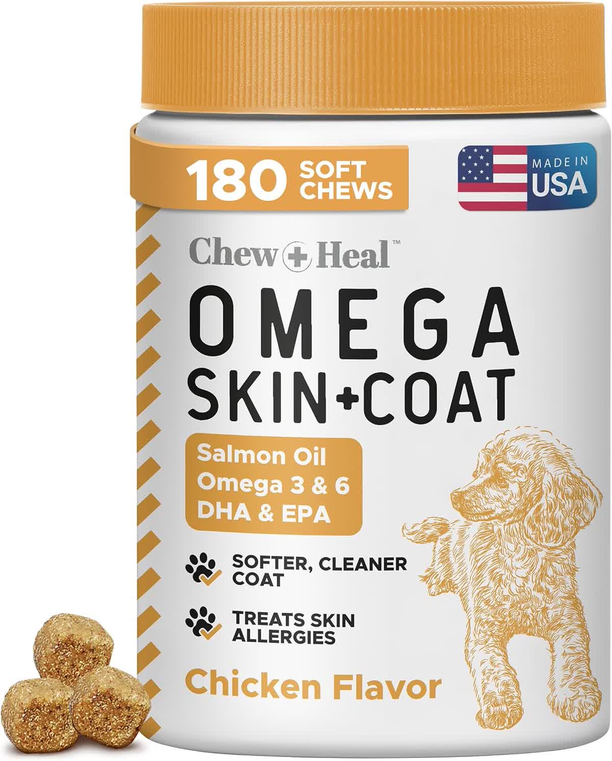 Omega 3 fish oil soft chews for dogs skin and coat supplement
