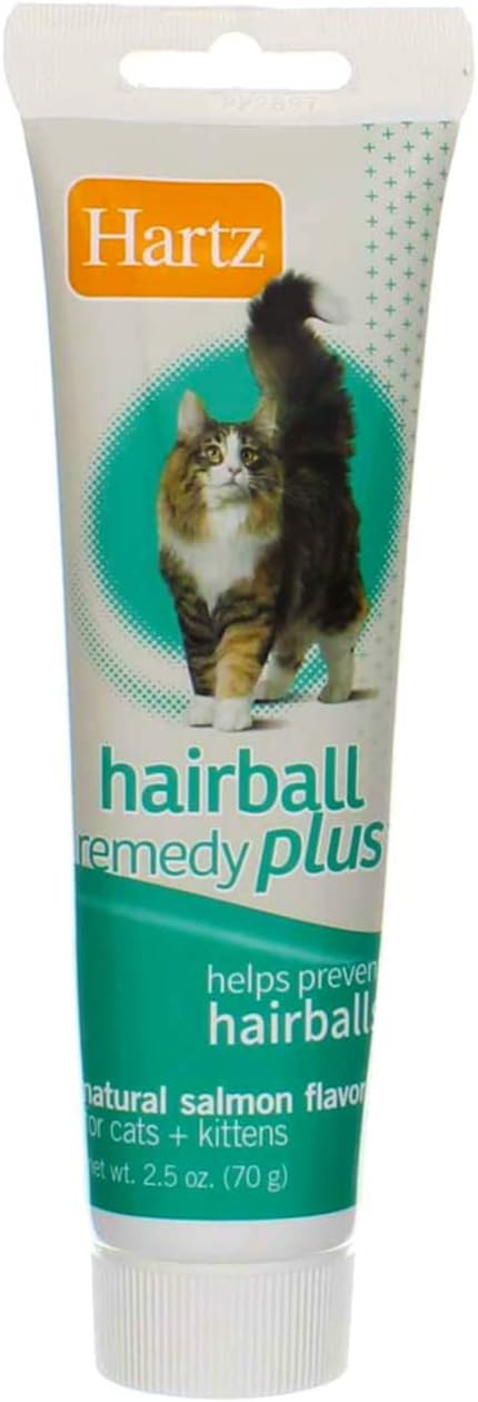 Hartz Hairball Remedy Plus salmon flavored paste tube for cats and kittens