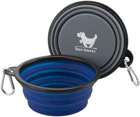 Rest-Eazzzy silicone collapsible dog bowl folded flat for compact storage