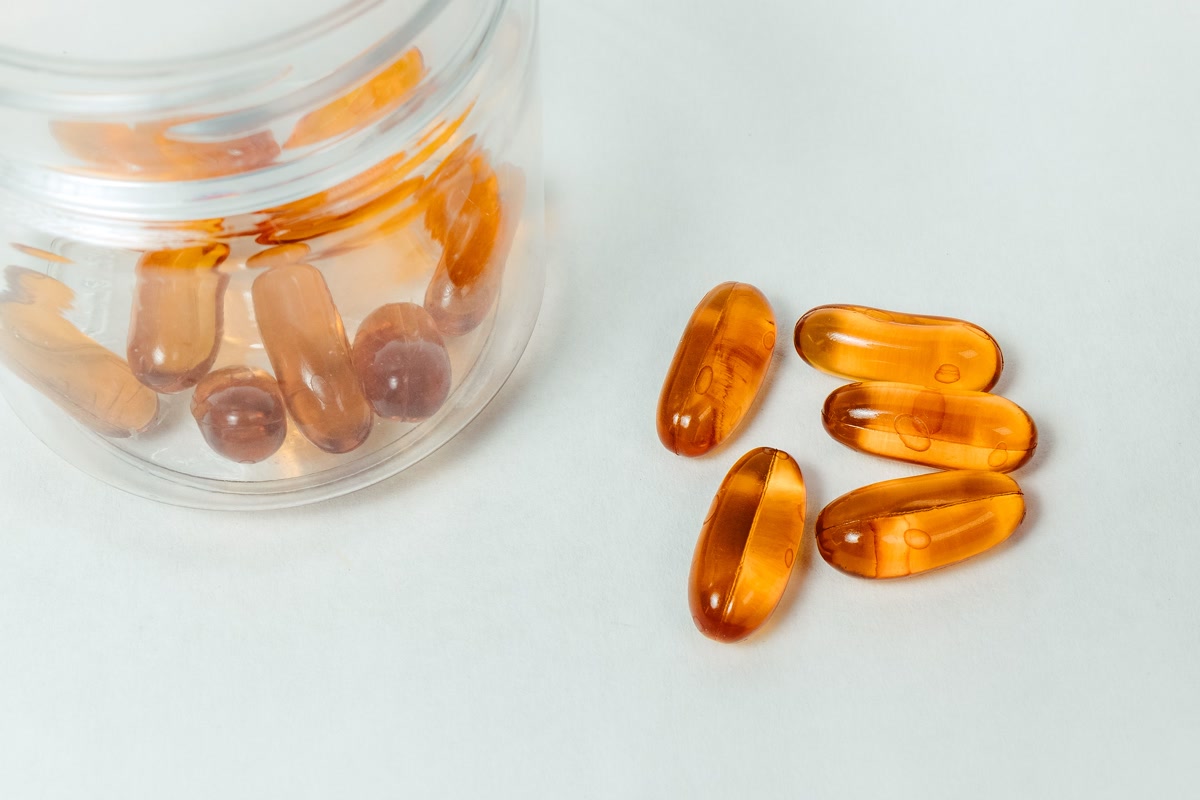 container of supplement capsules for dogs