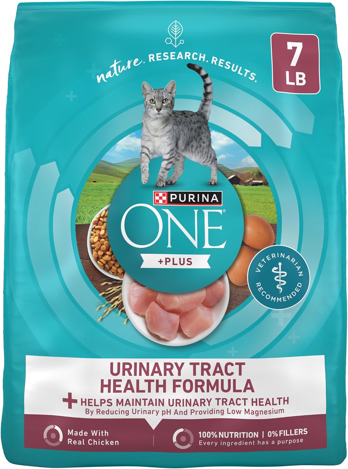 Purina ONE Urinary Tract Health dry cat food bag front label