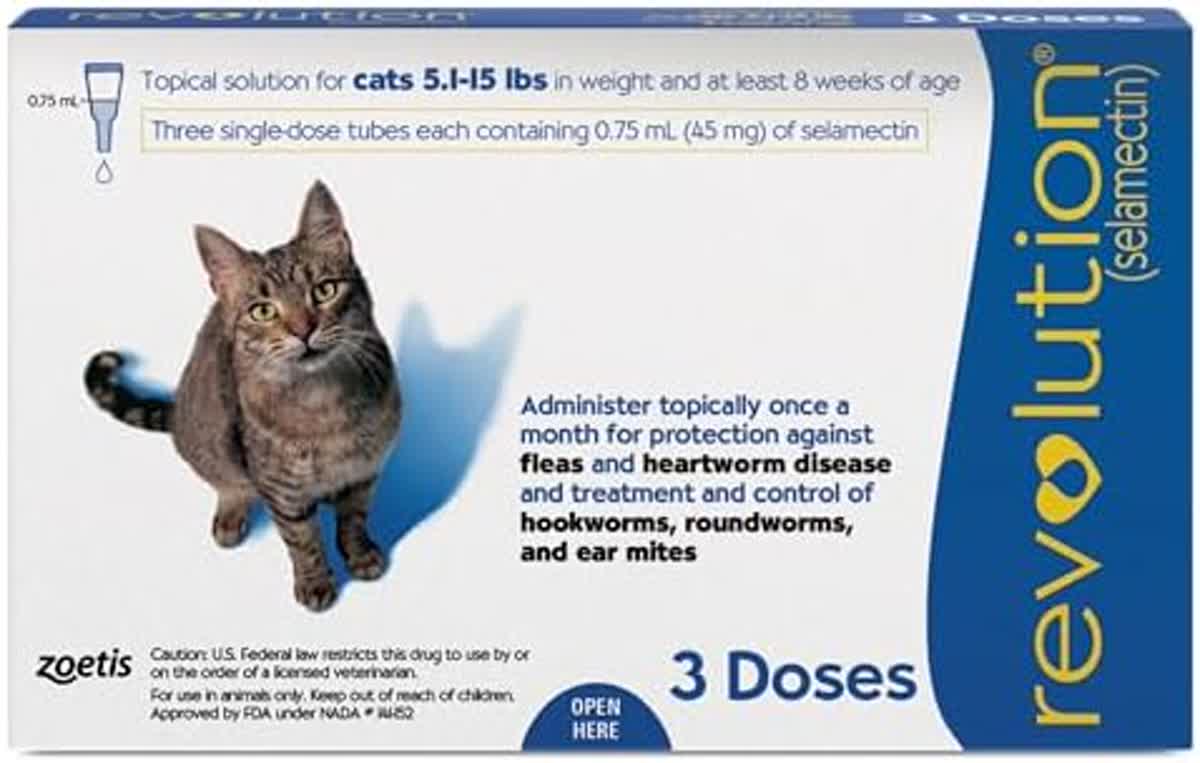 Revolution selamectin topical solution box for cats 5.1 to 15 pounds