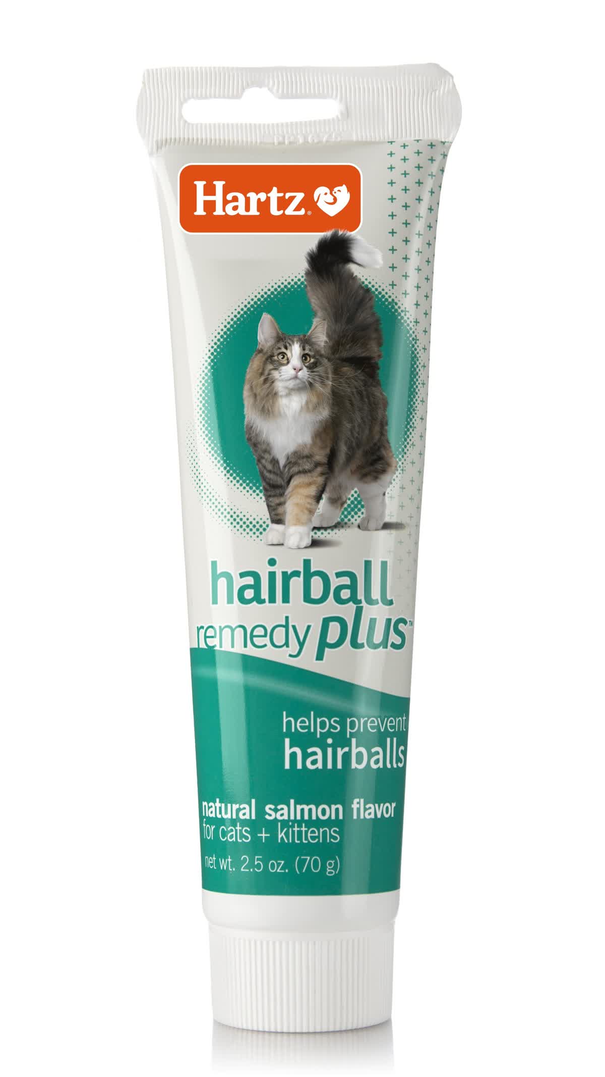 Hartz Hairball Remedy Plus salmon flavored paste tube for cats and kittens