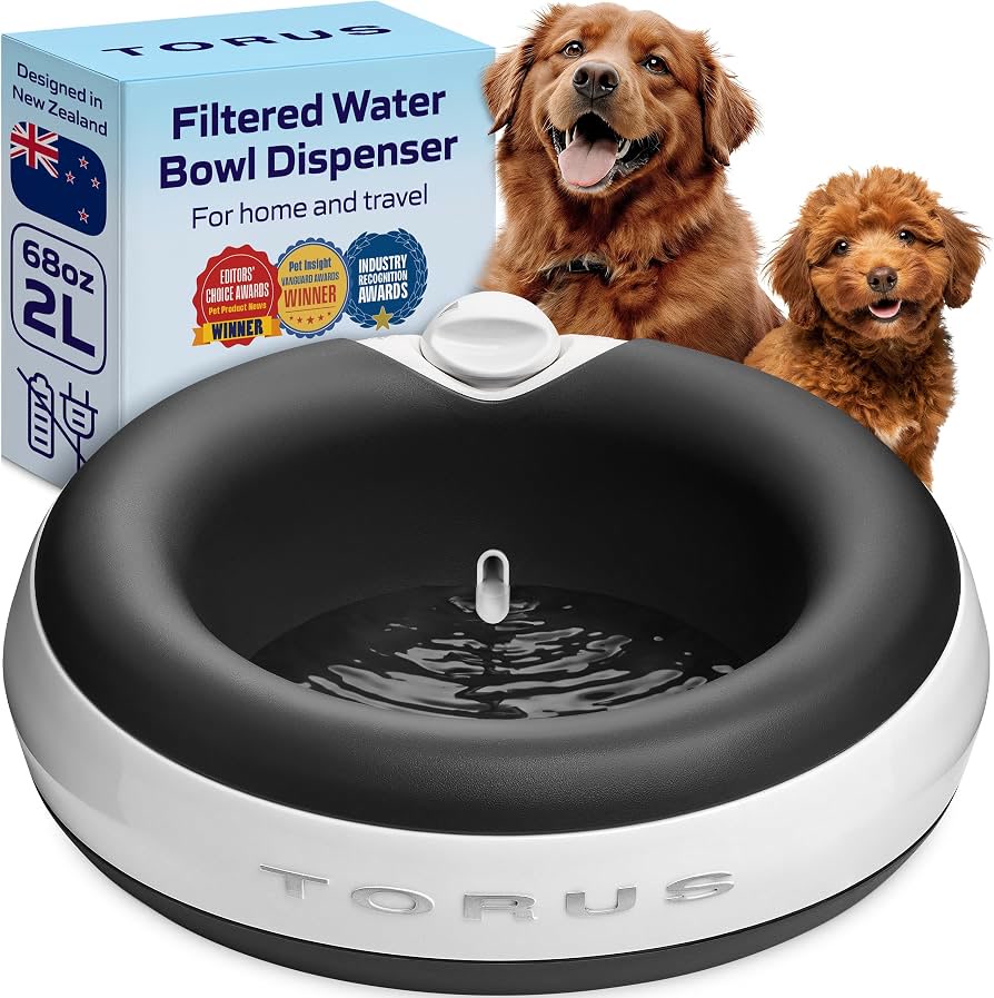 Travel water bowl dispenser product for car rides with dogs
