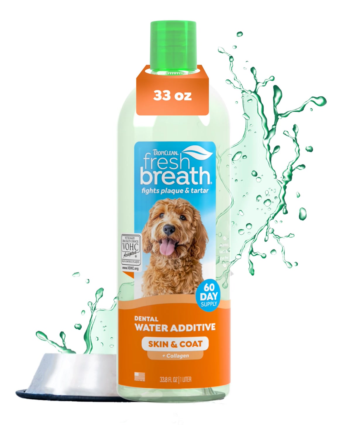 TropiClean Fresh Breath dental water additive bottle for pets