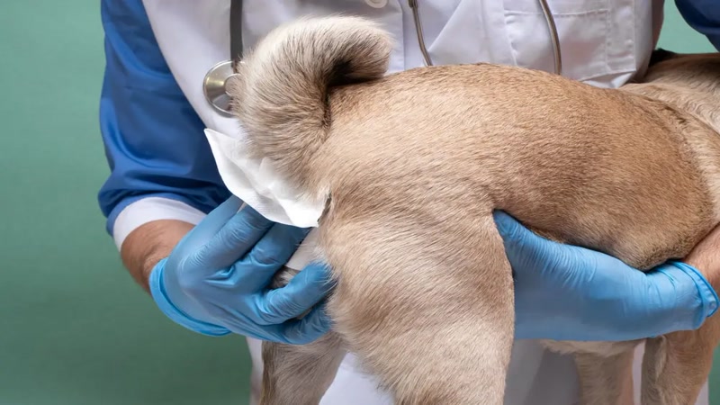 external anal gland expression technique on dog