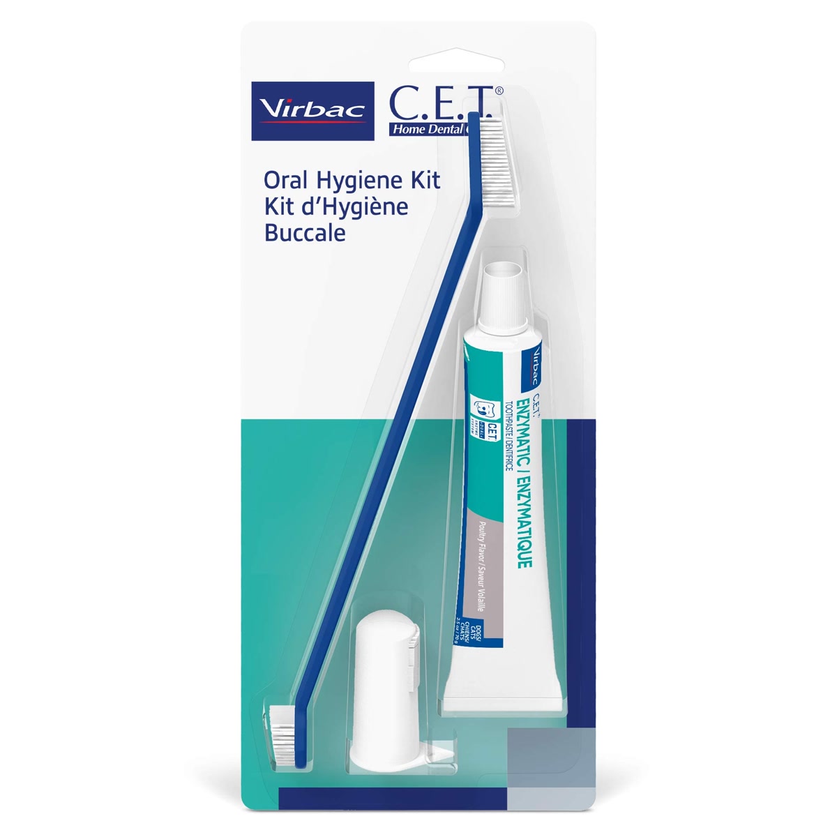 Virbac C.E.T. Oral Hygiene Kit for cats with toothbrush and finger brush
