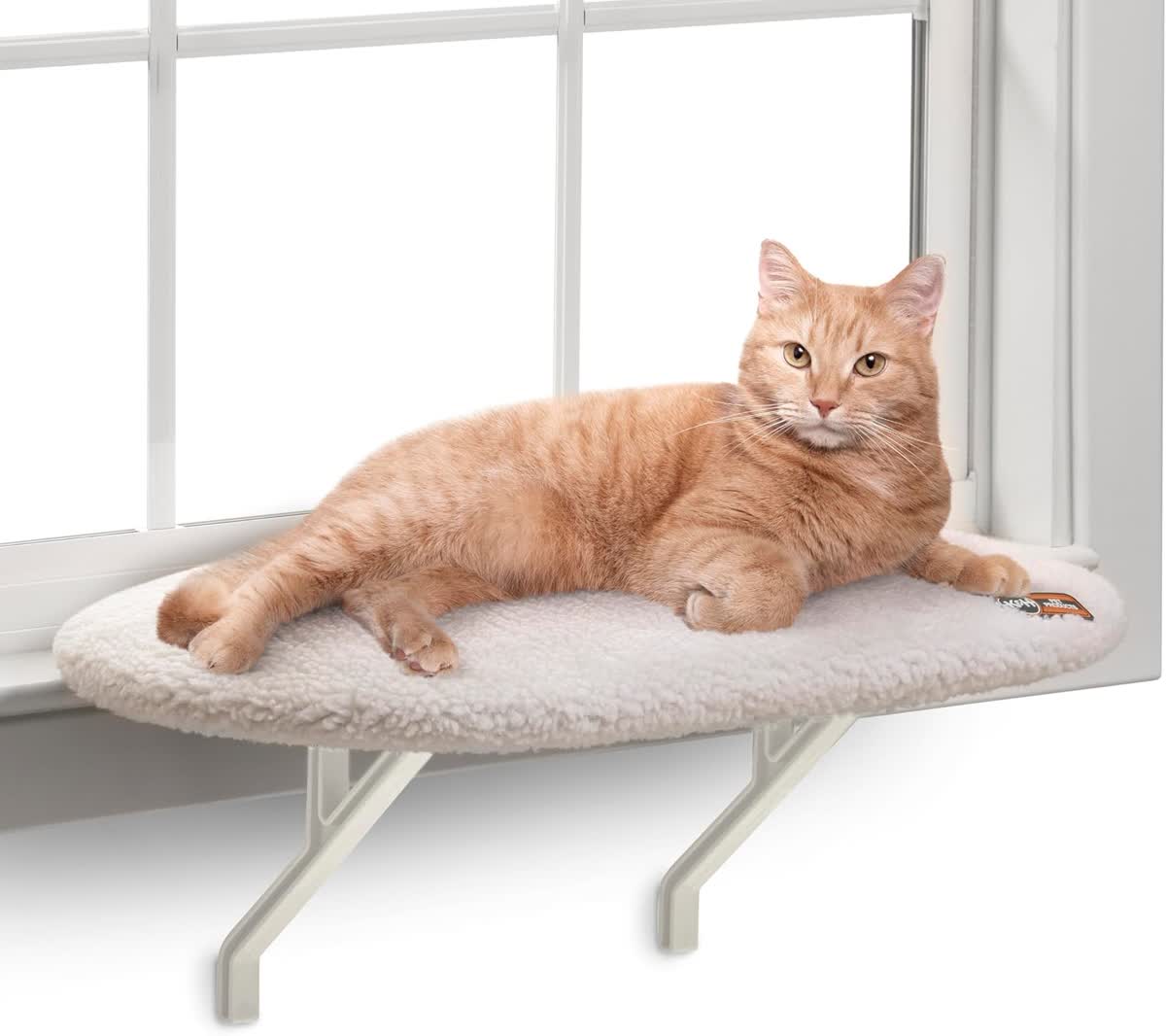 K&H Cat Window Perch Kitty Sill with suction cups mounted on glass window for indoor cat