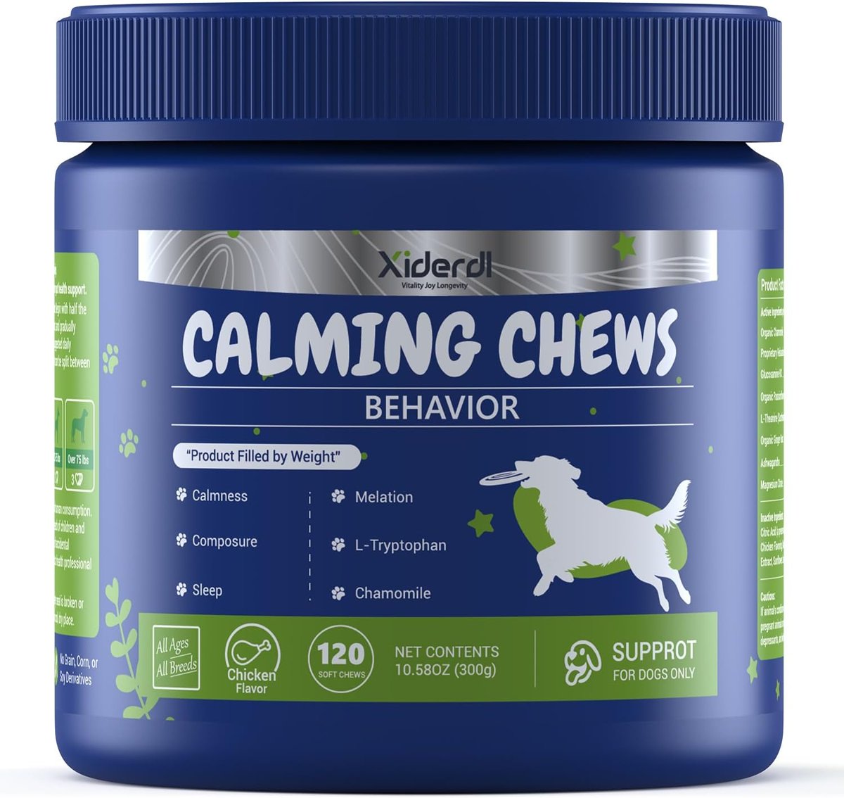 Dog calming treats container