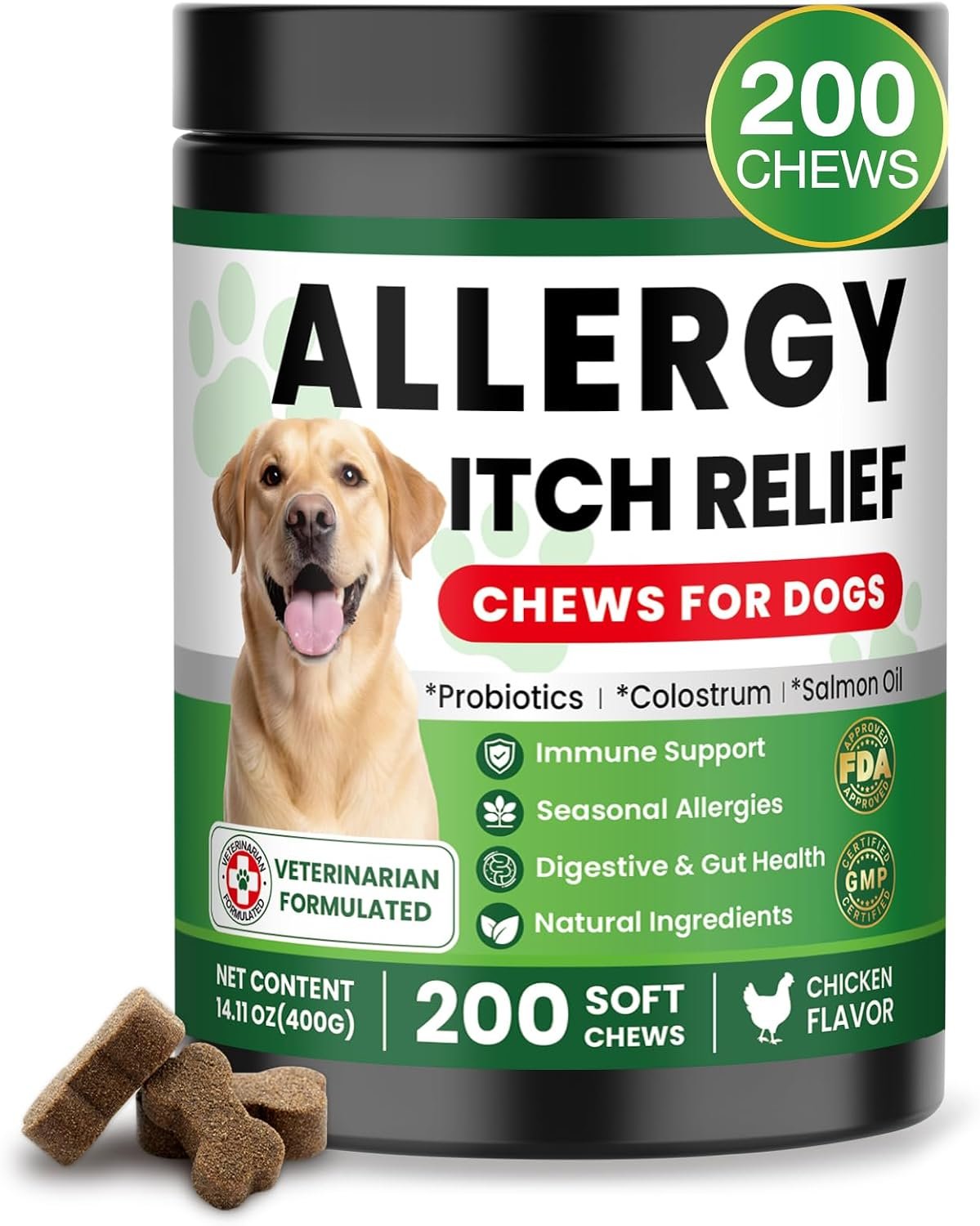 Dog allergy relief chews container