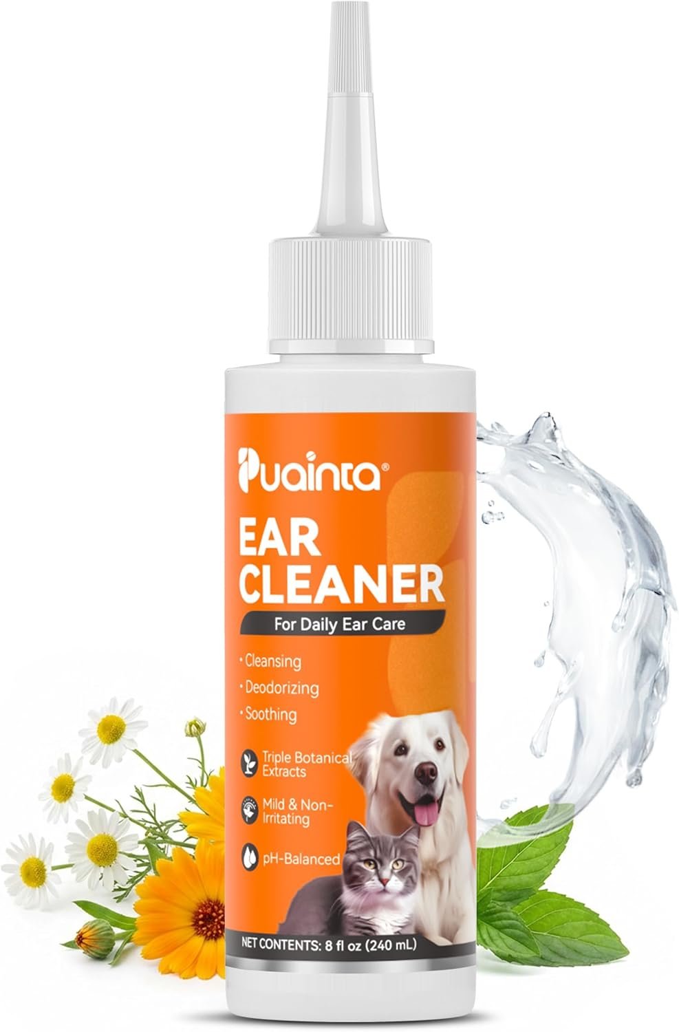 Dog ear cleaner solution bottle