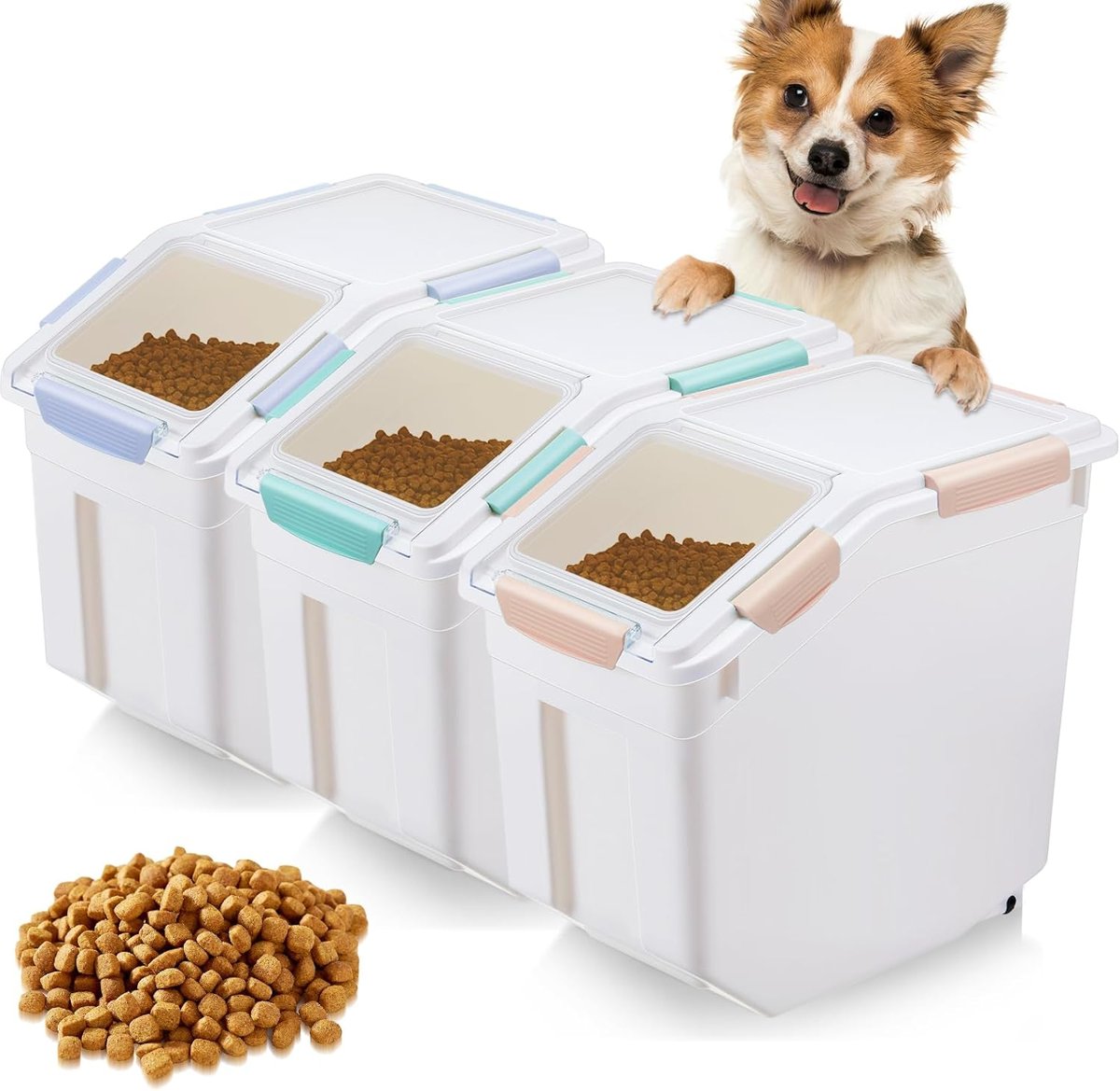 Stackable dog food storage containers