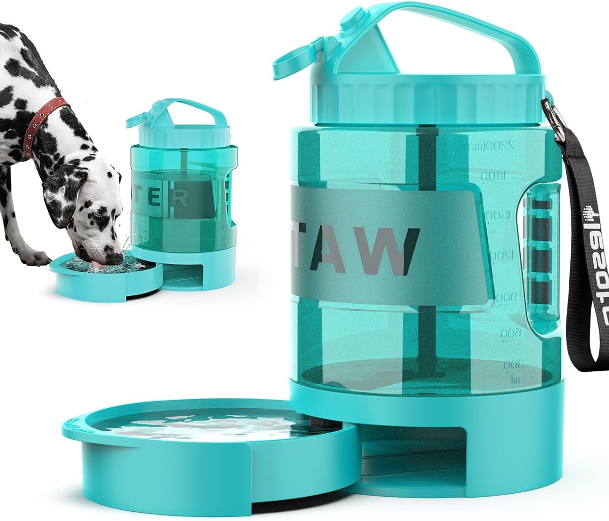 Dog travel water bottle with collapsible bowl