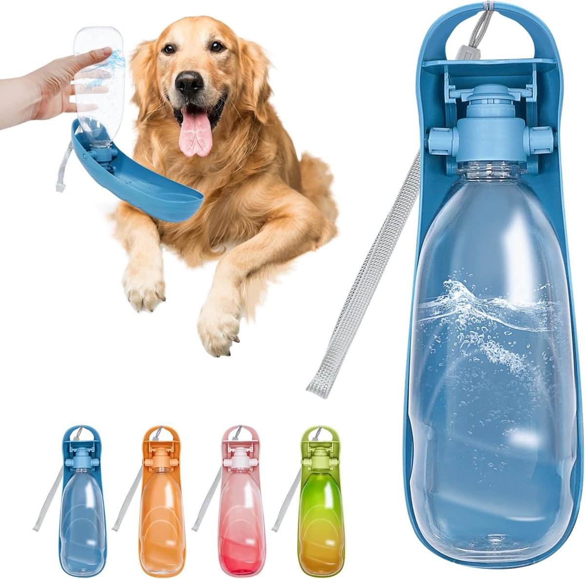 Collapsible dog travel water bottle with food container