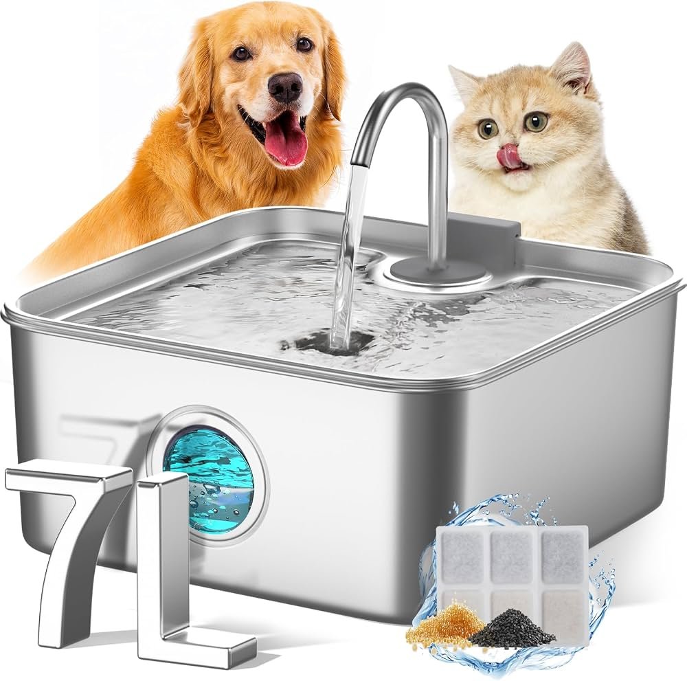 FUKUMARU 7L stainless steel dog water fountain