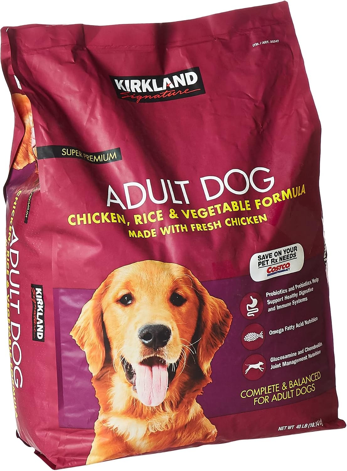 Kirkland Signature Adult Formula Chicken Rice and Vegetable dog food 40 pound bag
