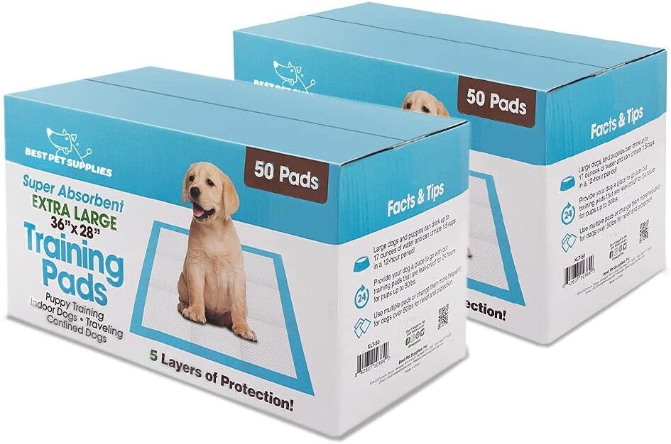 Best Pet Supplies XL puppy training pads in extra large 36 by 28 inch size with super absorbent layers