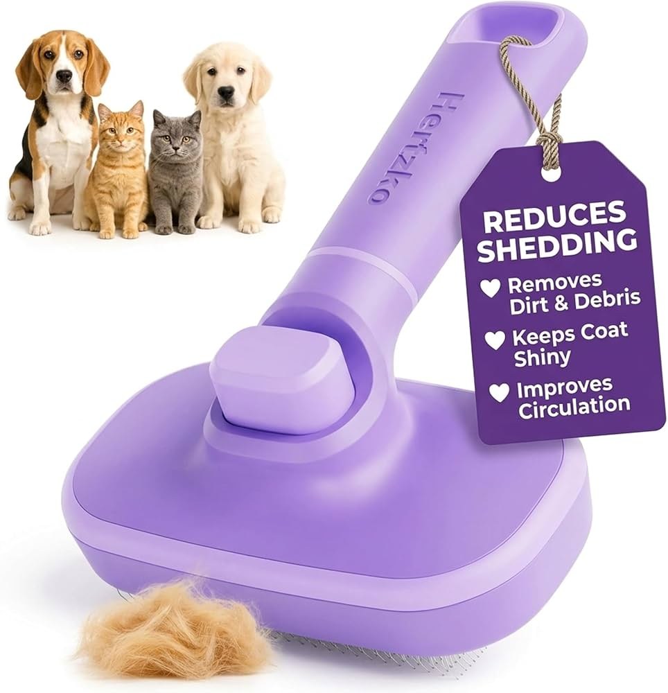 Hertzko Self-Cleaning Slicker Brush for dogs and cats with fine wire bristles