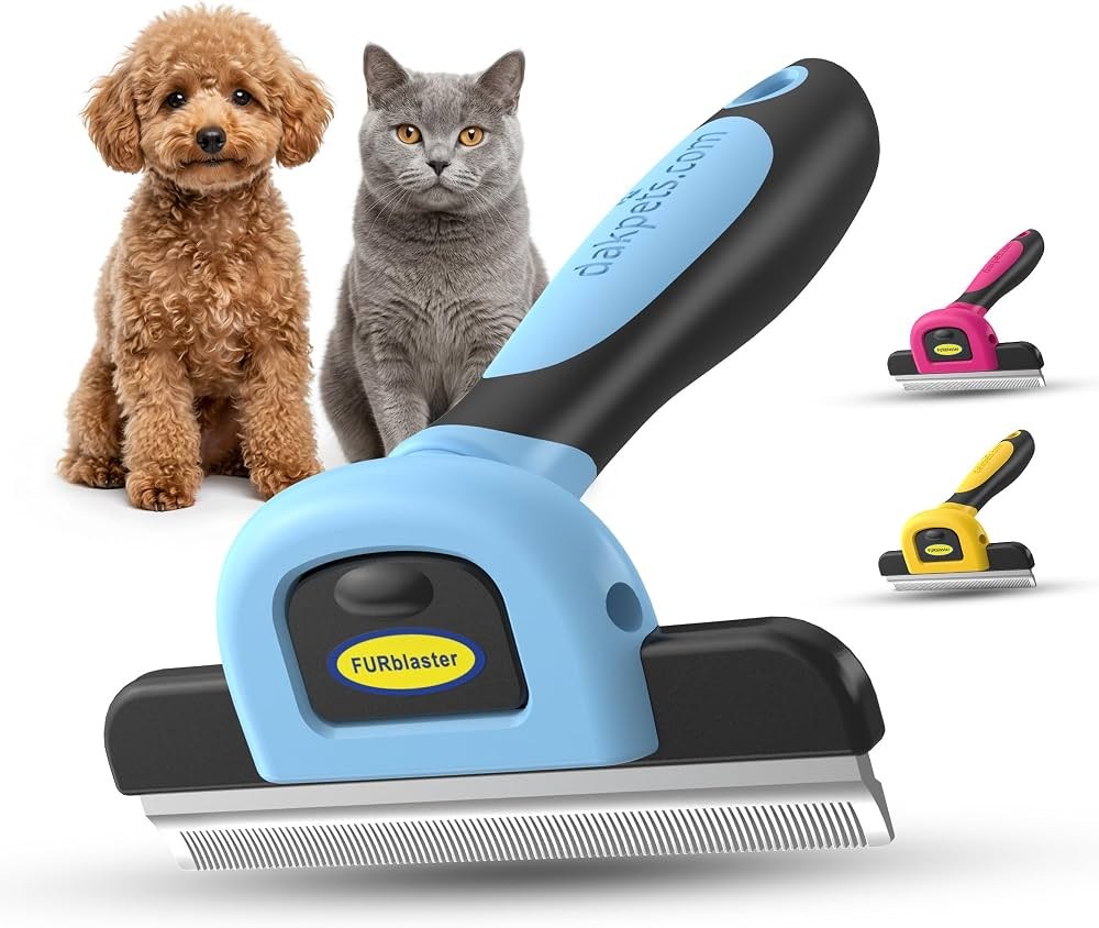 DakPets stainless steel deshedding brush for dogs with ergonomic handle