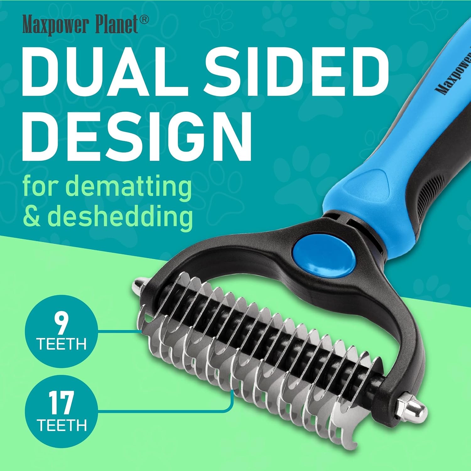 Maxpower Planet double-sided pet grooming brush with undercoat rake and dematting comb